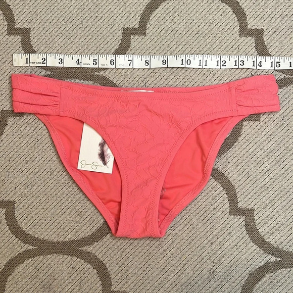 Jessica Simpson side shirred floral design melon color hipster bikini bottoms - Picture 10 of 15